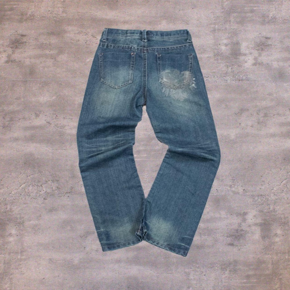 Y2K 2000's 00's Extreme Zone Ed Hardy Style Eagle Baggy Midwash Relax Fit Pant's
